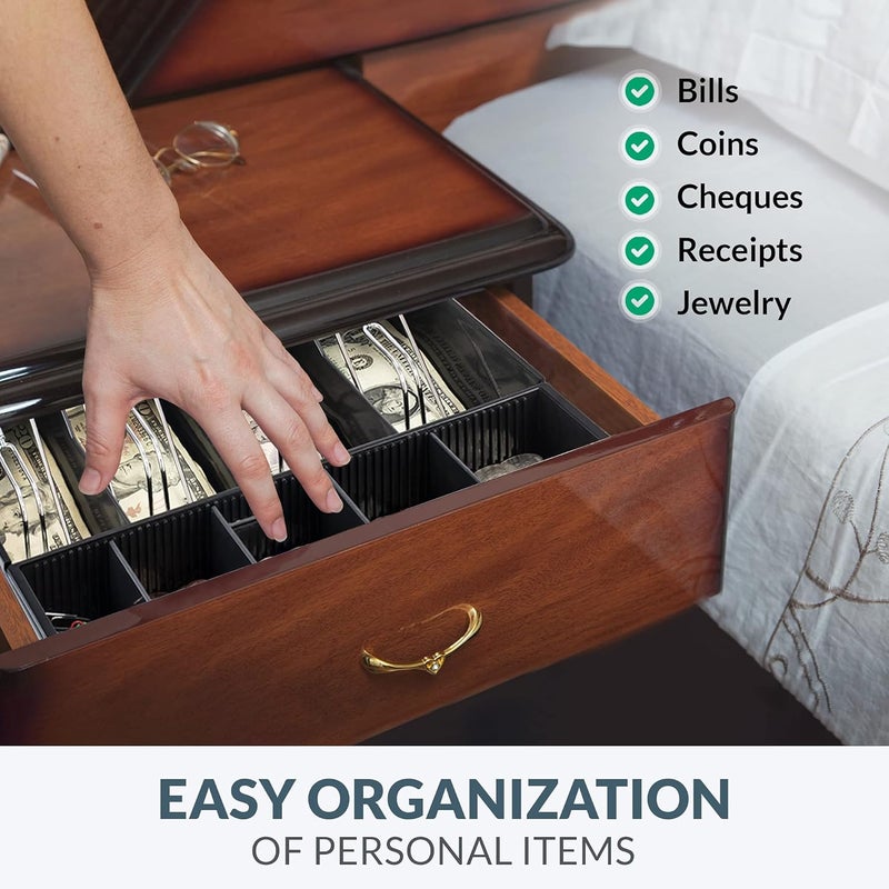 Volcora Cash Drawer Tray - 11.7 x 10.3 x 2.3 Inch Cash Register Insert - 4 Bill / 5 Coin Replacement Cash Tray 13" Fully-Removable Drawers - Stainless Steel Currency Compartment Money Storage - Image 4